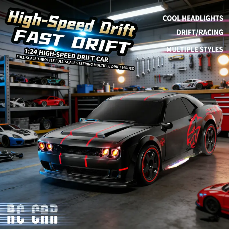 🔥 4WD RC Drift Car For Kids – 2.4GHz Remote Control Racing Car With LED Lights
