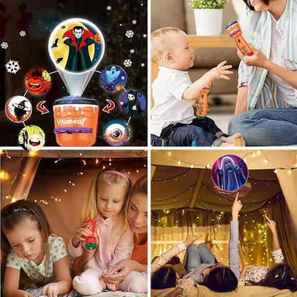 🎃👻Kids Halloween Christmas Projection Flashlight Toy – Create Magical Bedtime Stories With 24 Festive Light Slides