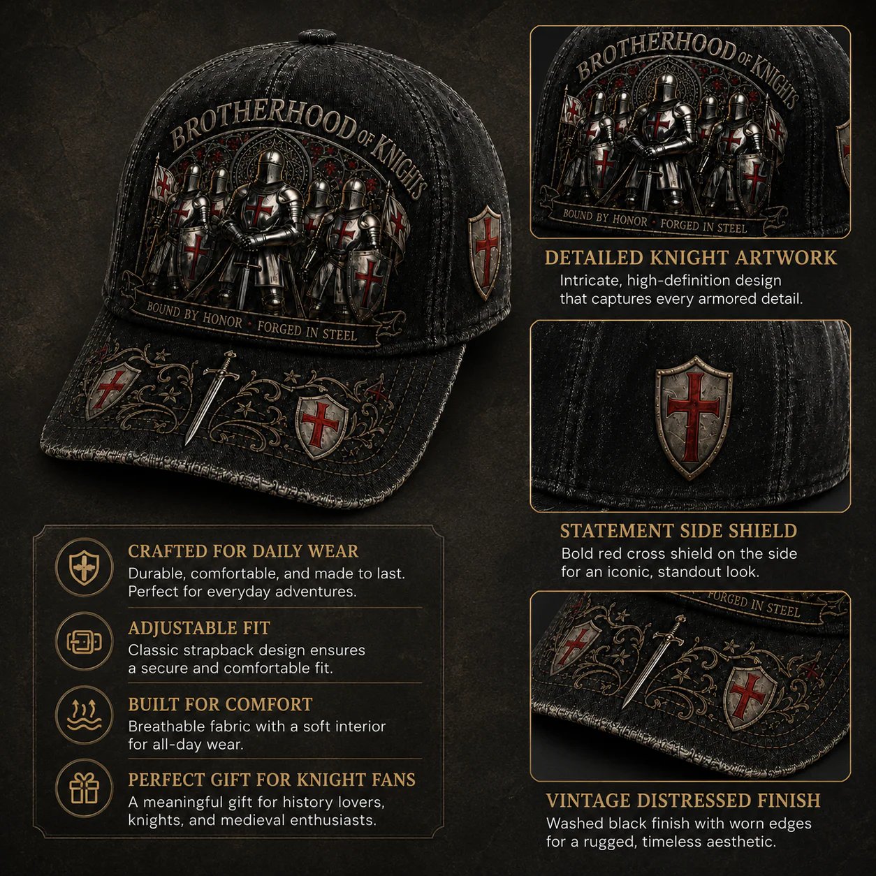 ⚔️ Bound By Honor Forged In Steel – Knights Templar Cap