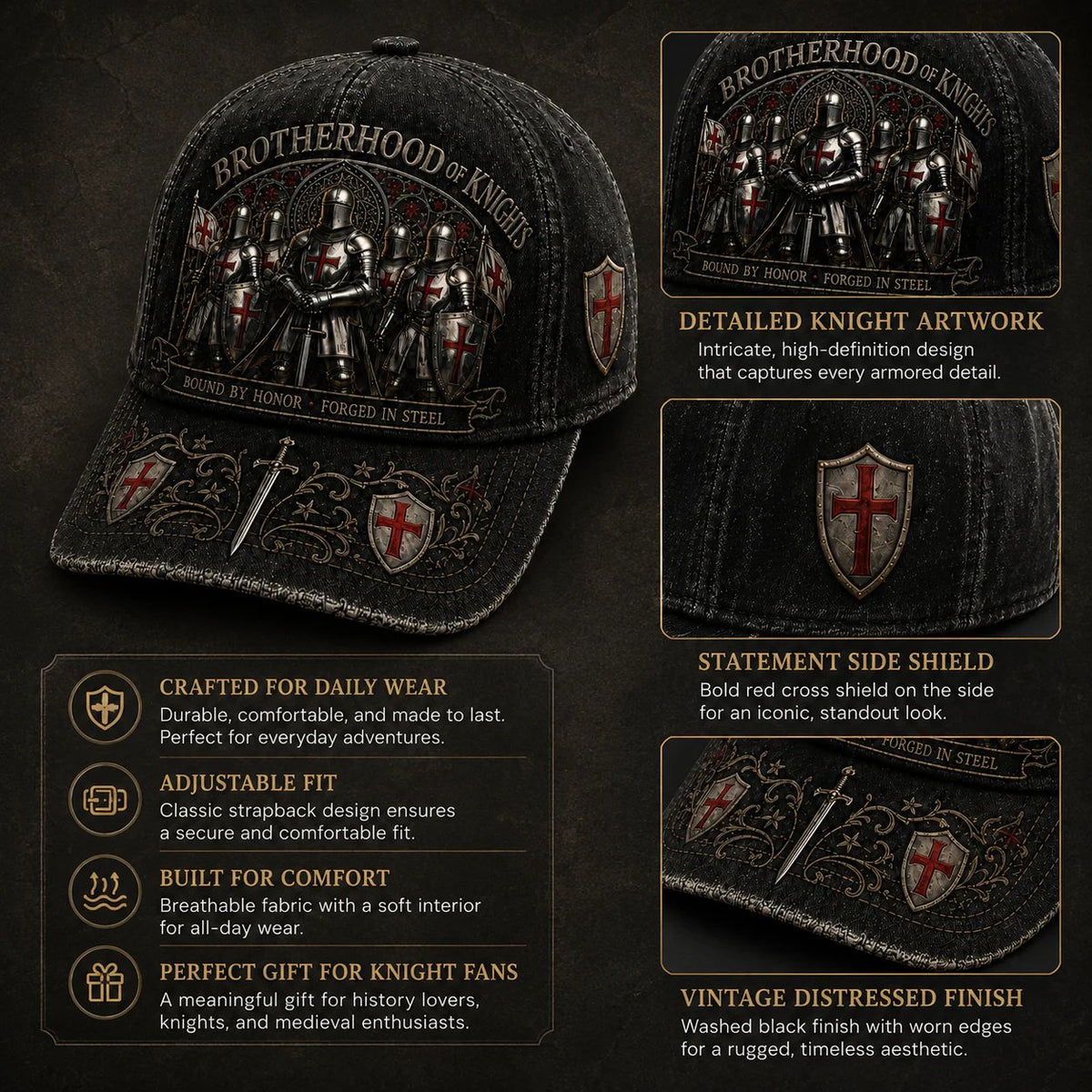 ⚔️ Bound By Honor Forged In Steel – Knights Templar Cap