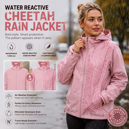 Water Reactive Cheetah Rain Jacket