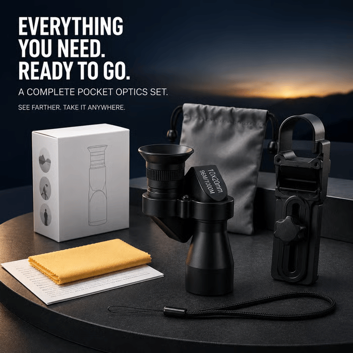 🔥 🔭 10×20 Mini Monocular Phone Telescope – Pocket Long-Distance Viewer with Adjustable Smartphone Clip