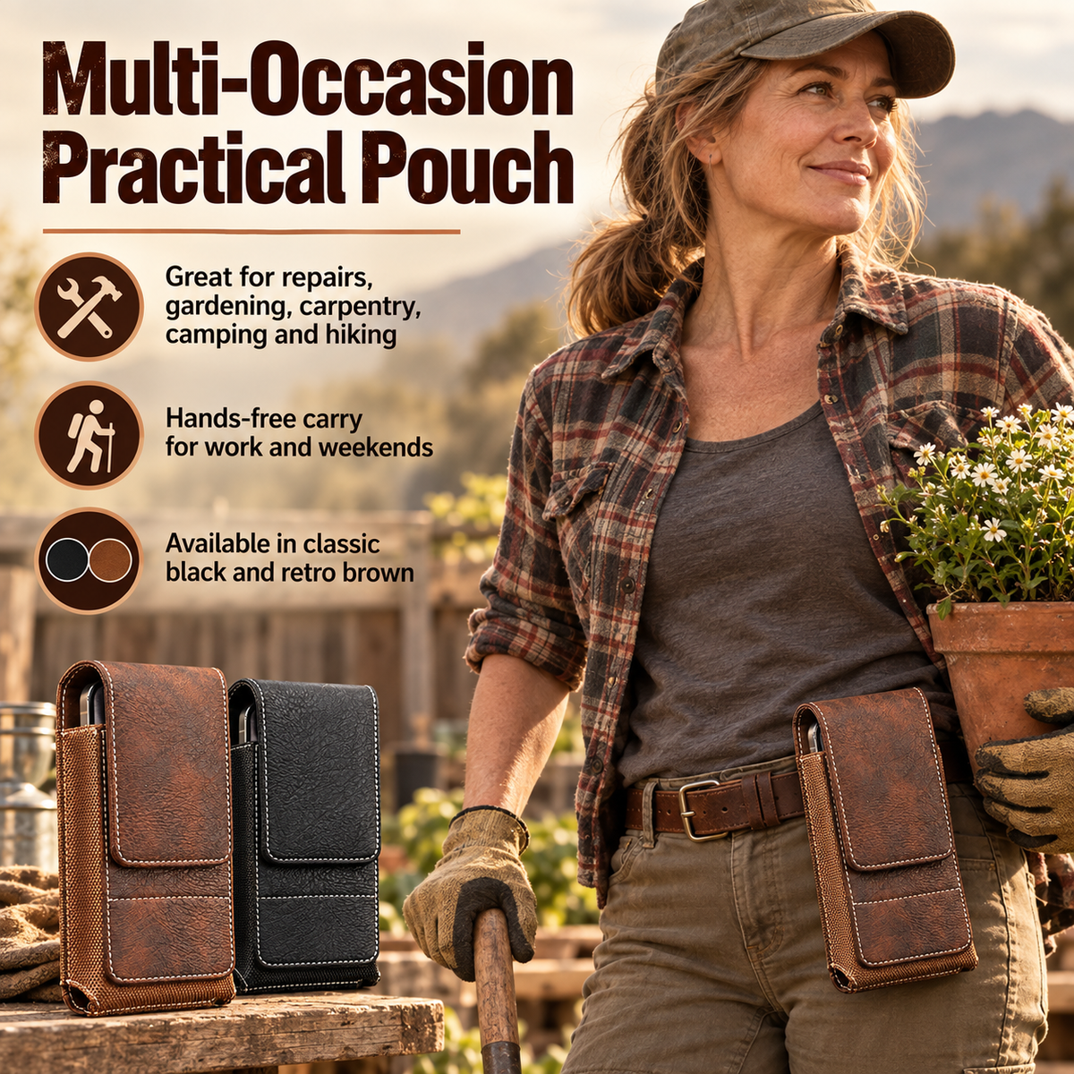 🔒 Magnetic Waist Pouch for Men – Card Slot, Metal Belt Clip, Lightweight & Versatile for Daily Use