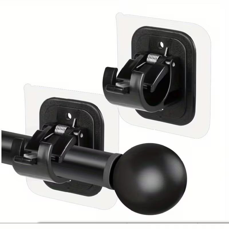 No Drill Clear Curtain Rod Brackets 4 Pcs Self-Adhesive Mount Nail Free Hangers for Bathroom, Bedroom, Hotel