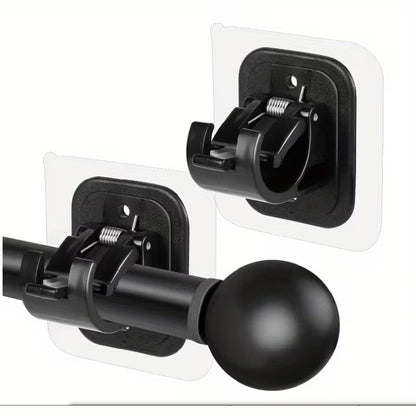 No Drill Clear Curtain Rod Brackets 4 Pcs Self-Adhesive Mount Nail Free Hangers for Bathroom, Bedroom, Hotel