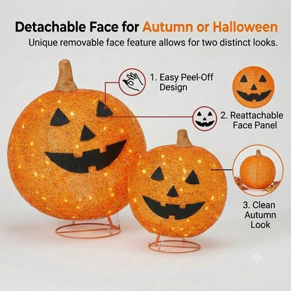 🎃 Light-Up Pop-Up Outdoor Halloween Pumpkin Set – Autumn Seasonal Decor ⭐