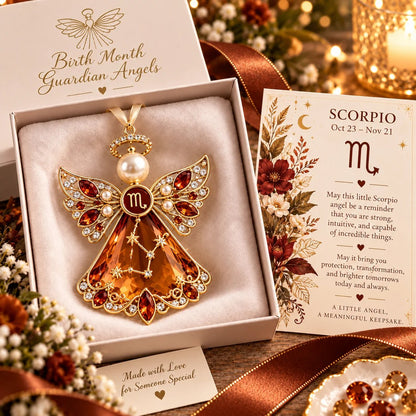 👼 Christmas Zodiac Guardian Angel Keepsake | 12 Signs with Jewel-Toned Designs & Meaningful Gift Cards ✨
