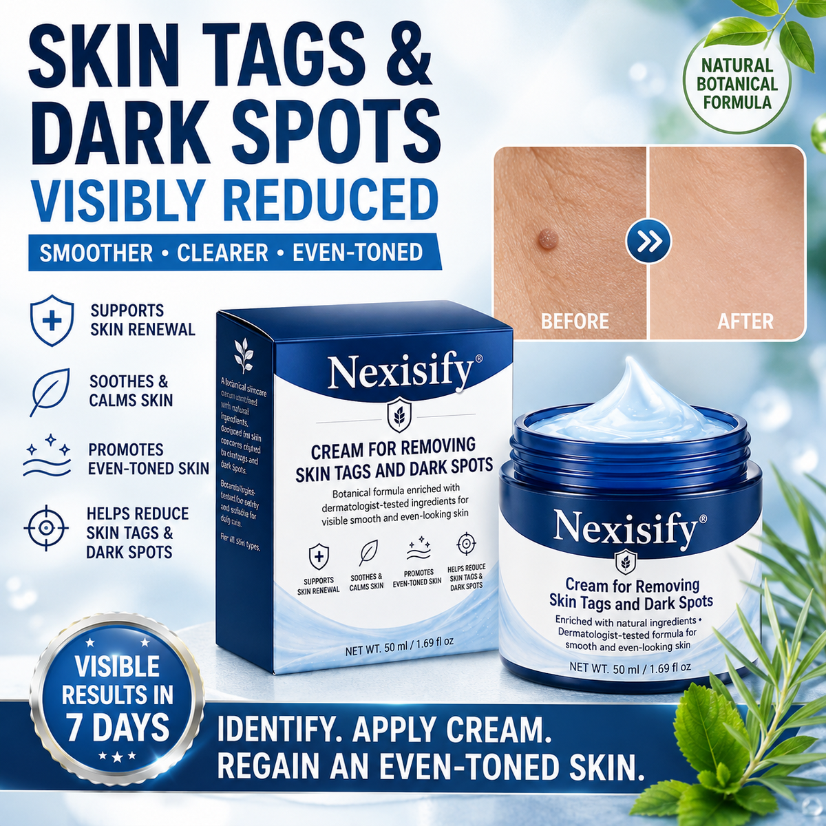 Nexisify® Advanced Correcting Cream for Skin Tags, Moles & Spots – 7‑Day Painless & Scar‑Free – Advanced Care for Skin Imperfections