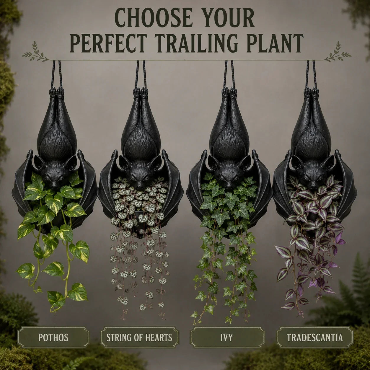 🦇 Upside‑Down Hanging Bat Planter