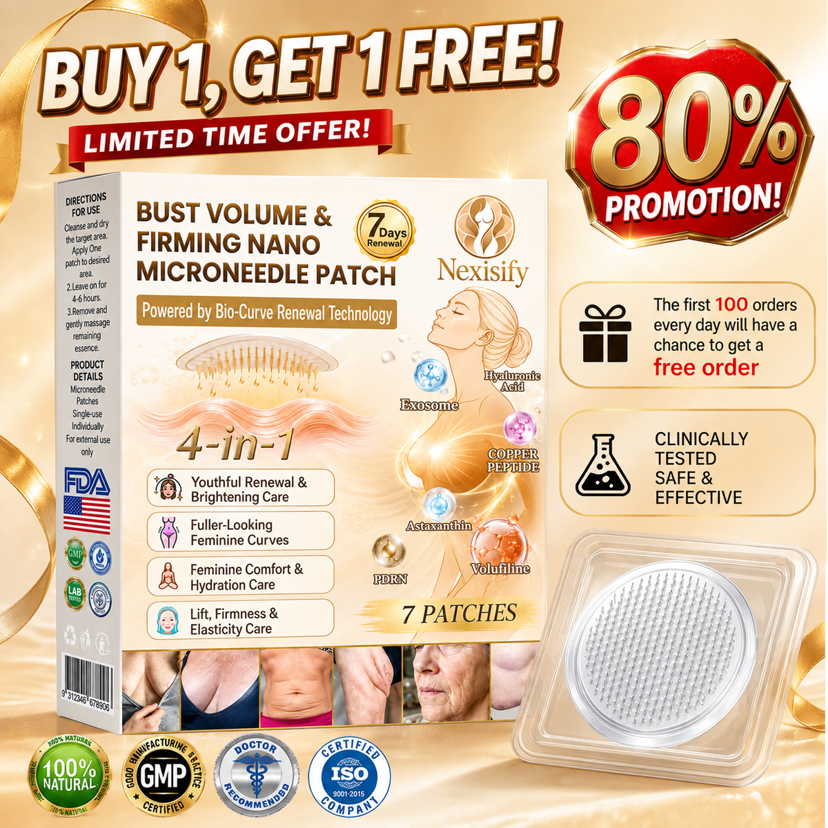 4-in-1 Bio-Curve Renewal · Nano Microneedle Patch