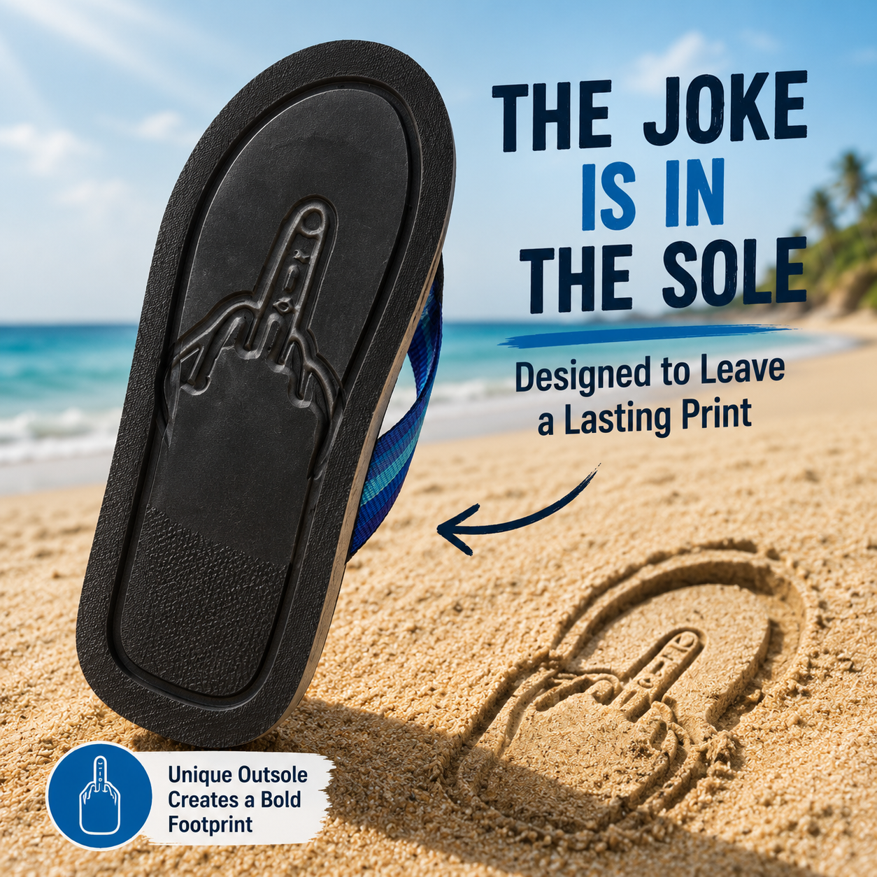 Epic Beach Prank! Novelty Middle Finger Footprint Flip Flops 🏖️🖕