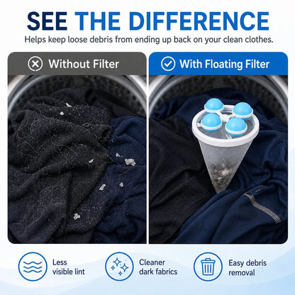 🧺 BUY 1 GET 1 FREE! 🧼 - 👚Floating Lint & Hair CatcherCatches Hair & Lint, Reusable & Protects Washing Machine/Drain 🚿