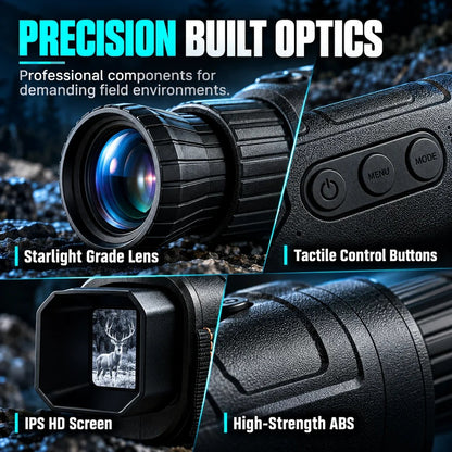 1080P HD Infrared Night Vision Monocular – 16x Digital Zoom, Handheld Camera for Hunting and Surveillance