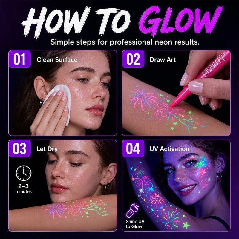 Glow Party Neon Tattoo Markers