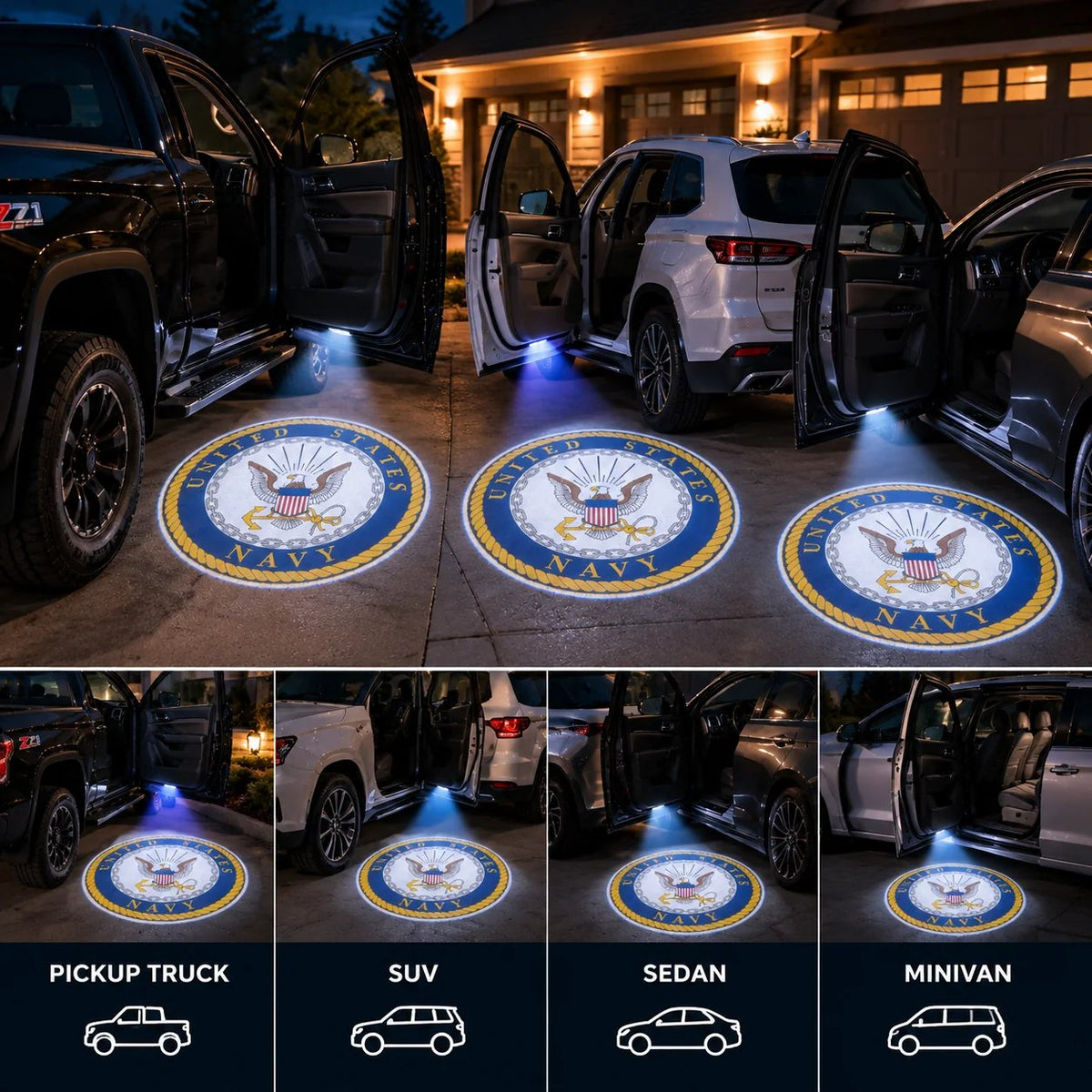🇺🇸 HonorBeamTM Car Welcome Light | Patriotic Door Projection for Veterans & Military Families 🎖️