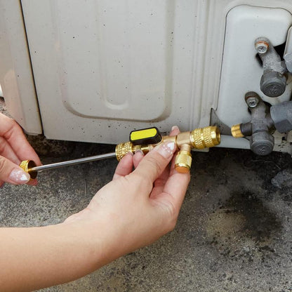 🧰HVAC Valve Core Removal Tool with Dual Size SAE 1/4" & 5/16" Port, AC Schrader Valve Core Remover Installer for R22 R410A R32 Refrigeration Air Conditioning Systems