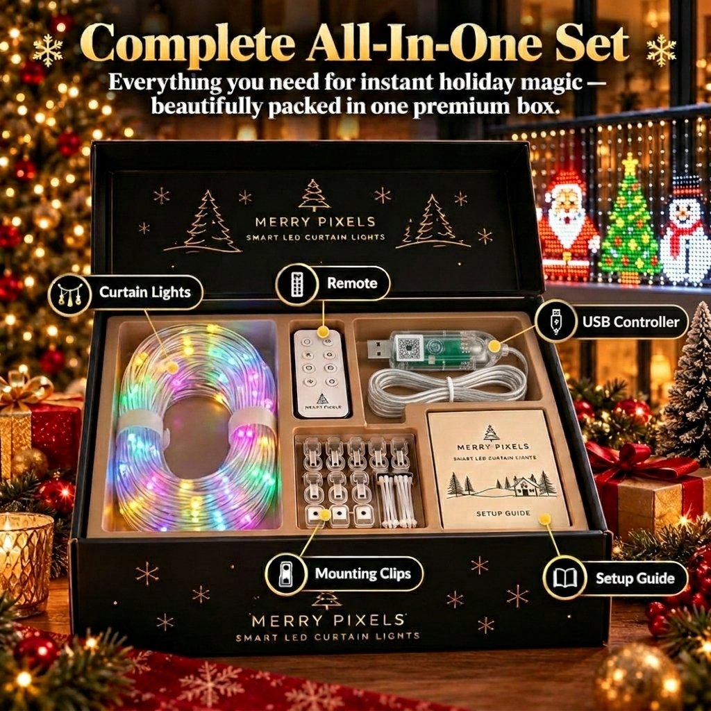 Animated Christmas LED Light Curtain | Custom App Designs & Remote Control