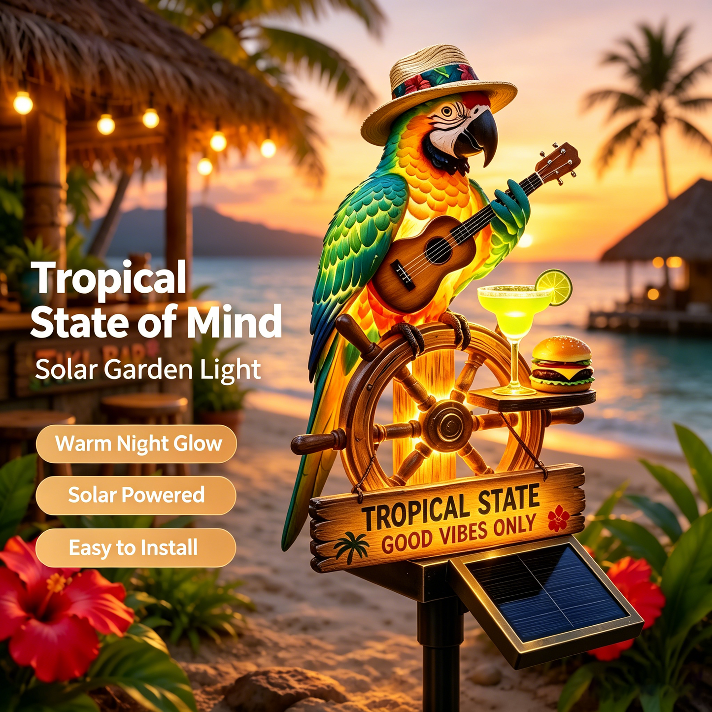 🌴 "Tropical State of Mind" Solar-Powered Parrot  Light – Your 24/7 Vacation Mode, Activated 🌅