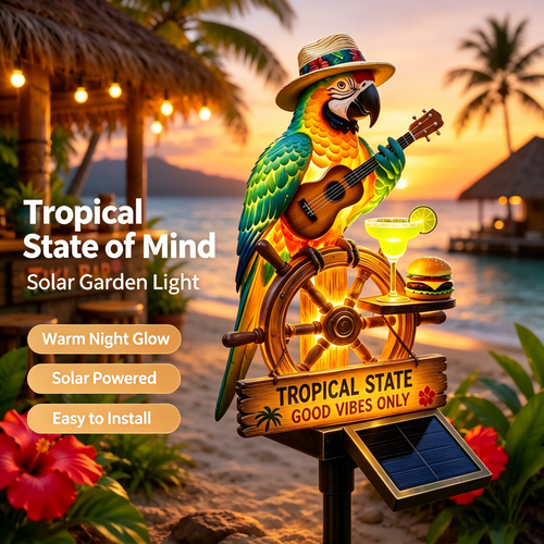 🌴 "Tropical State of Mind" Solar-Powered Parrot  Light – Your 24/7 Vacation Mode, Activated 🌅