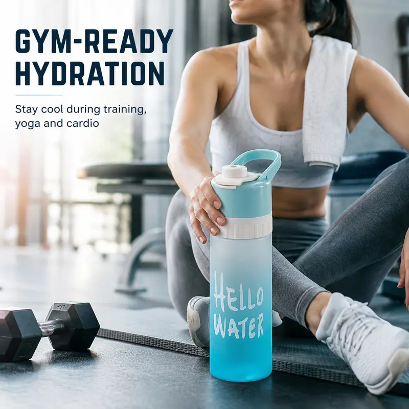 Sports Misting Water Bottle, 2-In-1 Spray with One-Press Cooling Mist