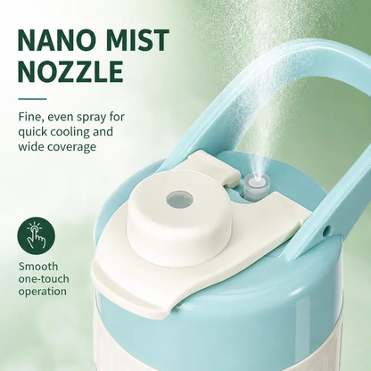 Sports Misting Water Bottle, 2-In-1 Spray with One-Press Cooling Mist