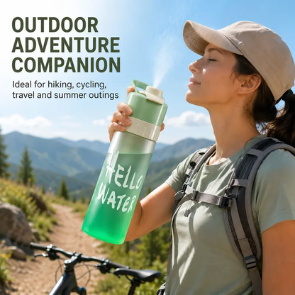 Sports Misting Water Bottle, 2-In-1 Spray with One-Press Cooling Mist