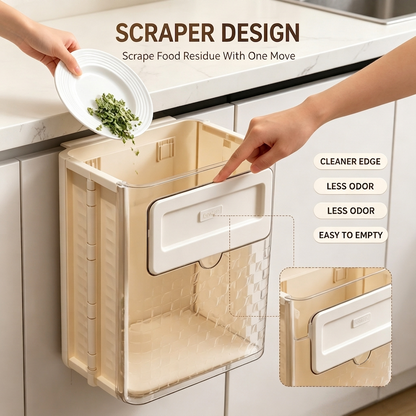 Kitchen folding trash can wall hanging large caliber leftovers bin transparent thickened folding trash can