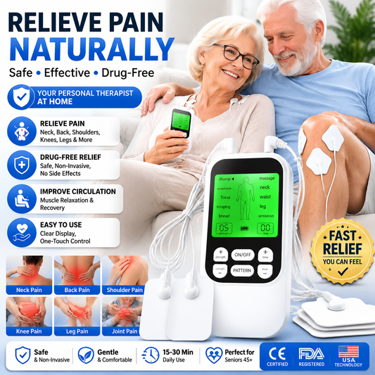 Muscle Stimulator Massager – 10 Modes 30 Levels, Drug-Free Pain Relief for Neck, Back & Joints, Rechargeable with 10 Pads
