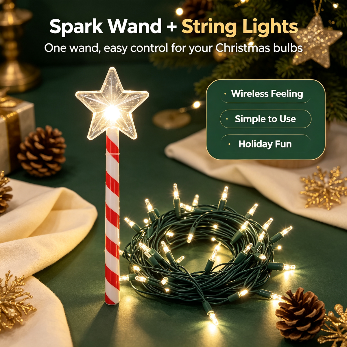 ✨ Wave Your Wand, Light Up Your Christmas Tree 🎄 Spark Wand