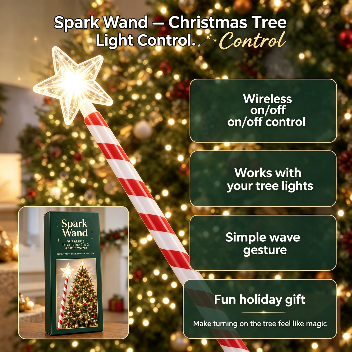 ✨ Wave Your Wand, Light Up Your Christmas Tree 🎄 Spark Wand