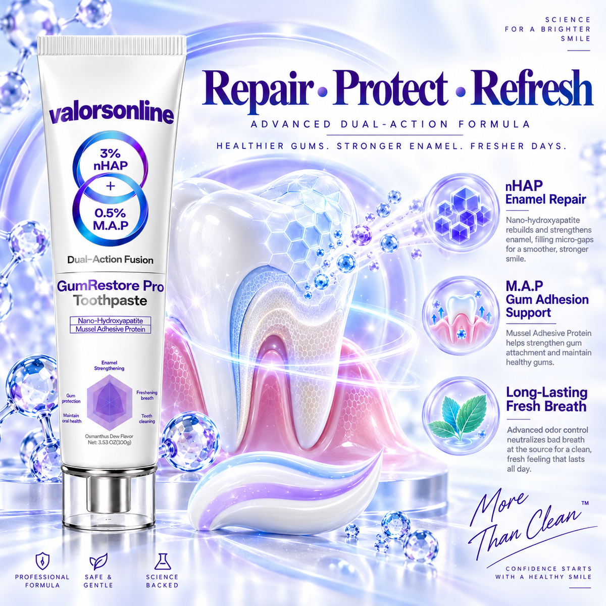 Mussel Adhesive Protein Toothpaste | Nano-Hydroxyapatite