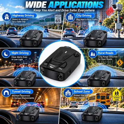 🚗 V7 Smart Radar Detector 📡 Multi-Band Detection with Voice Alerts, LED Display & City/Highway Modes