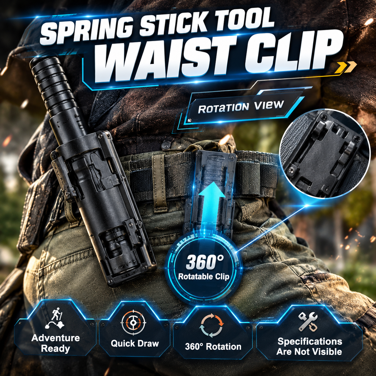 🔥 Automatic Spring Stick Waist Clip