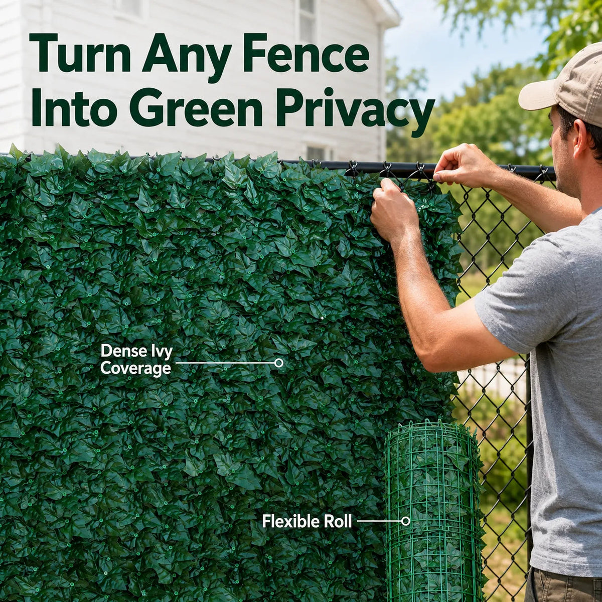 🌿 Artificial Ivy Privacy Screen – Flexible Fence & Balcony Greenery