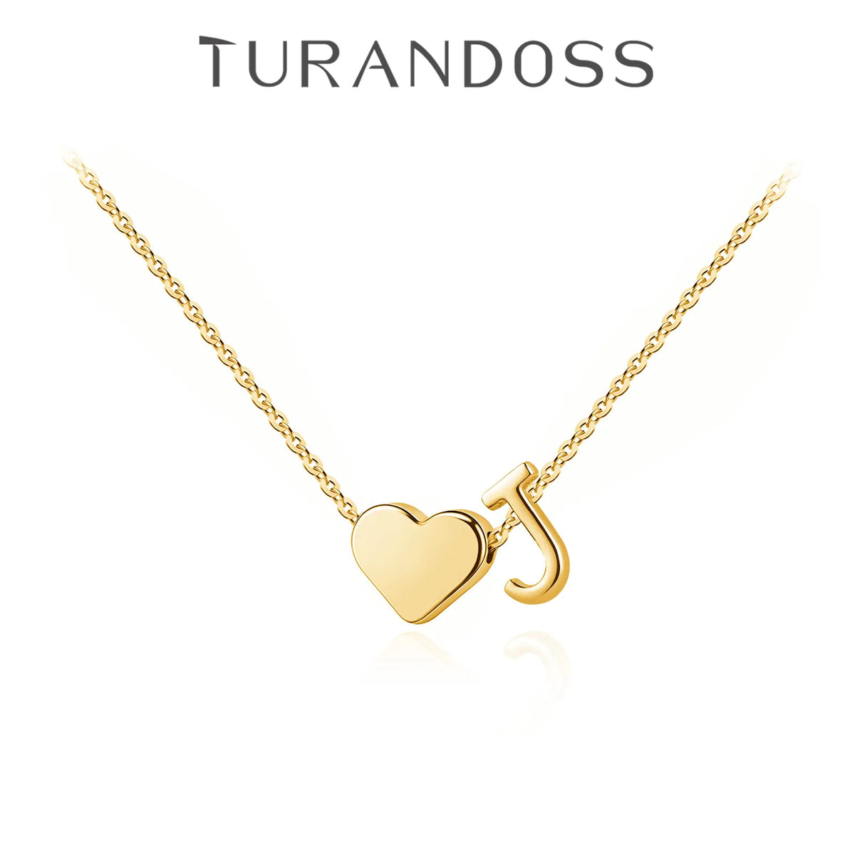 Turandoss Initial Heart Necklace for Women, Gold