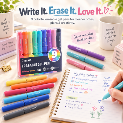 9 Colors Erasable Gel Pen Set