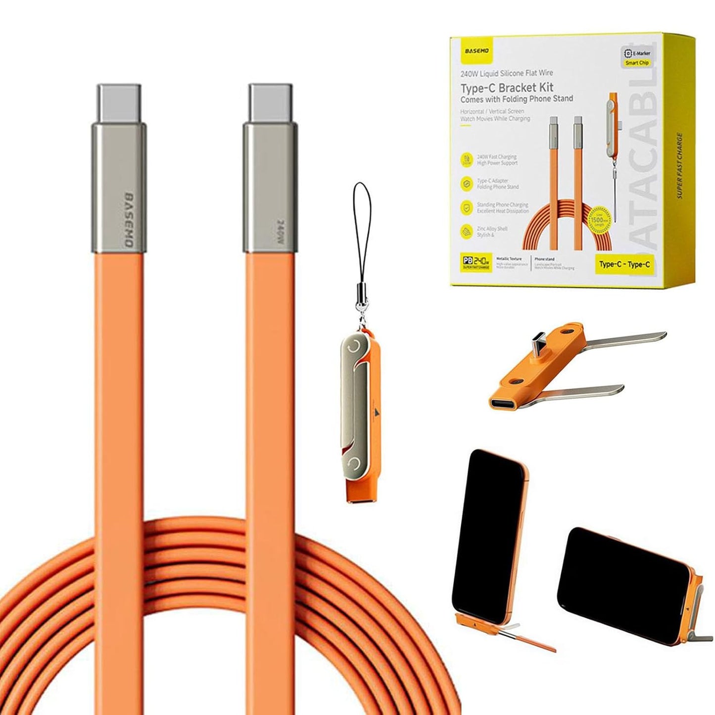 240W SuperCharge 360° Rotating Invisible Stand Detachable 2-in-1 Charging Cable