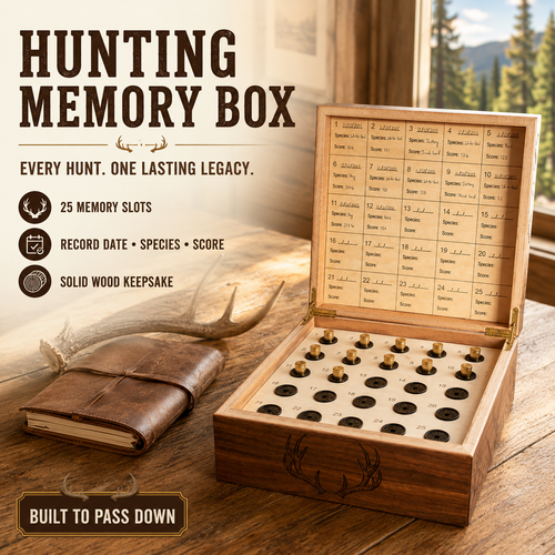 100% Handcrafted Solid Wood Hunting Memory Box