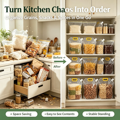 5 Counts Reusable Food Sealed Bags, leak proof design, prevent liquid spillage