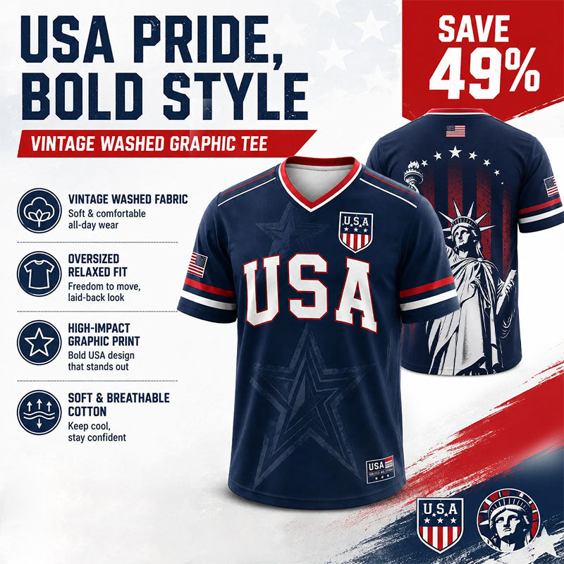🇺🇸 USA Liberty Soccer Jersey – Patriotic American Flag V-Neck Football Shirt