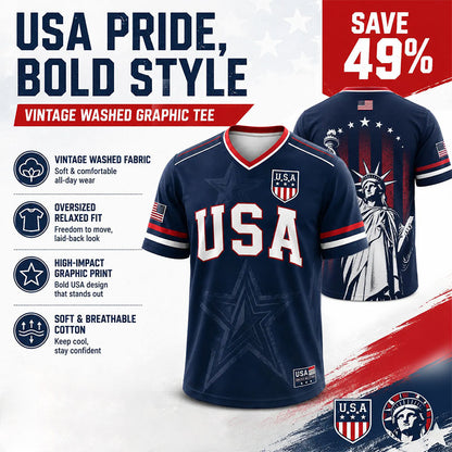 🇺🇸 USA Liberty Soccer Jersey – Patriotic American Flag V-Neck Football Shirt