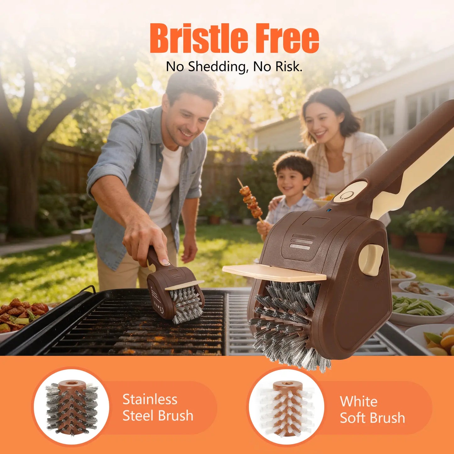 Cordless Electric Grill Brush - 700 RPM Stainless Steel