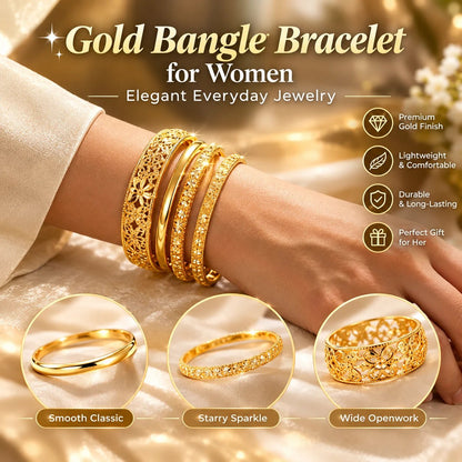 ✨18K Gold Bangle Bracelet for Women – Elegant Everyday Jewelry