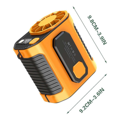🌬️ Waist Wearable Portable Fan 🔋 Built-in 6000mAh Power Bank, 100 Speeds 5300RPM with LED Light for Work, Fishing & Camping