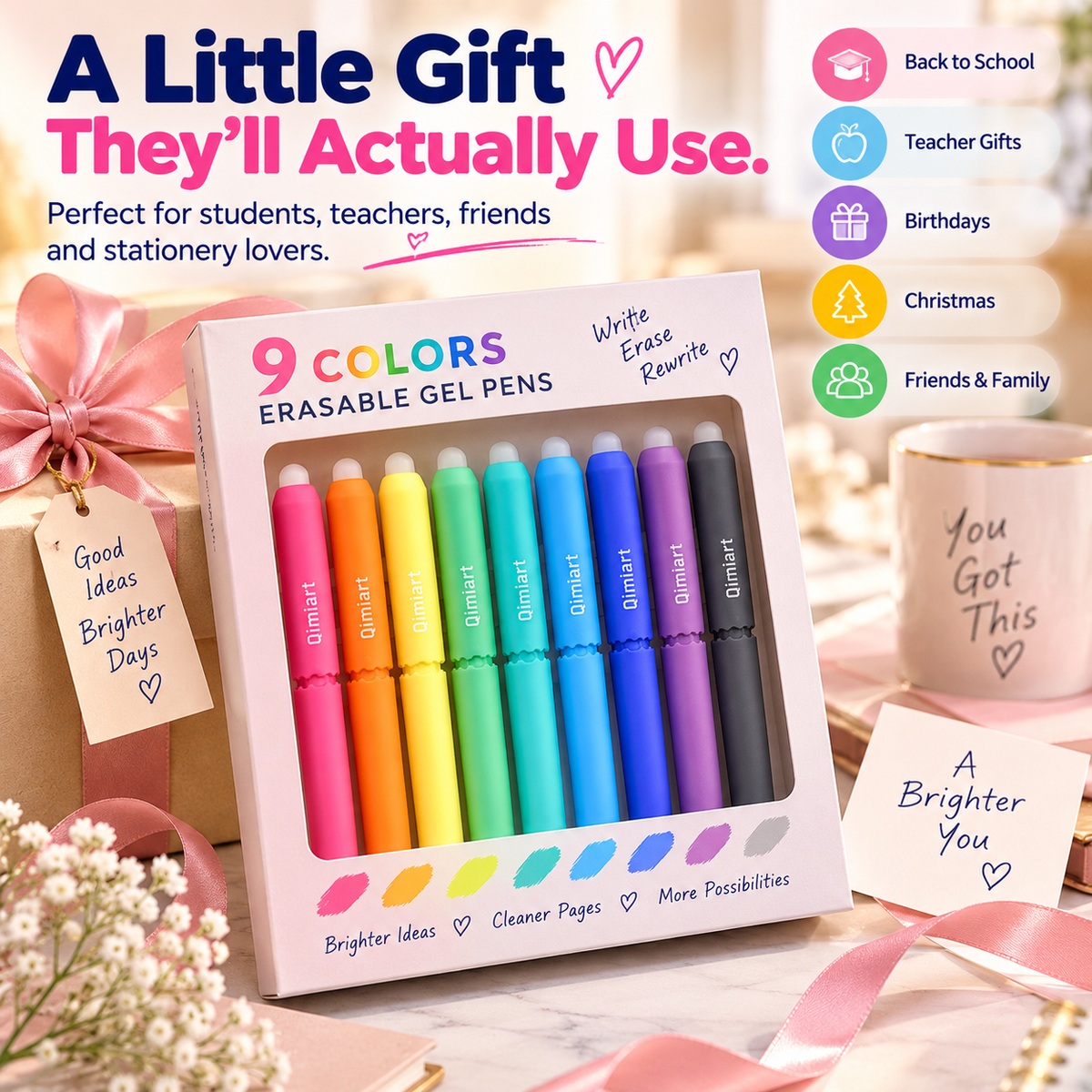 9 Colors Erasable Gel Pen Set