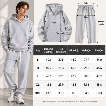 Men's Plain Two-piece Casual Sporty Sweatsuit Set
