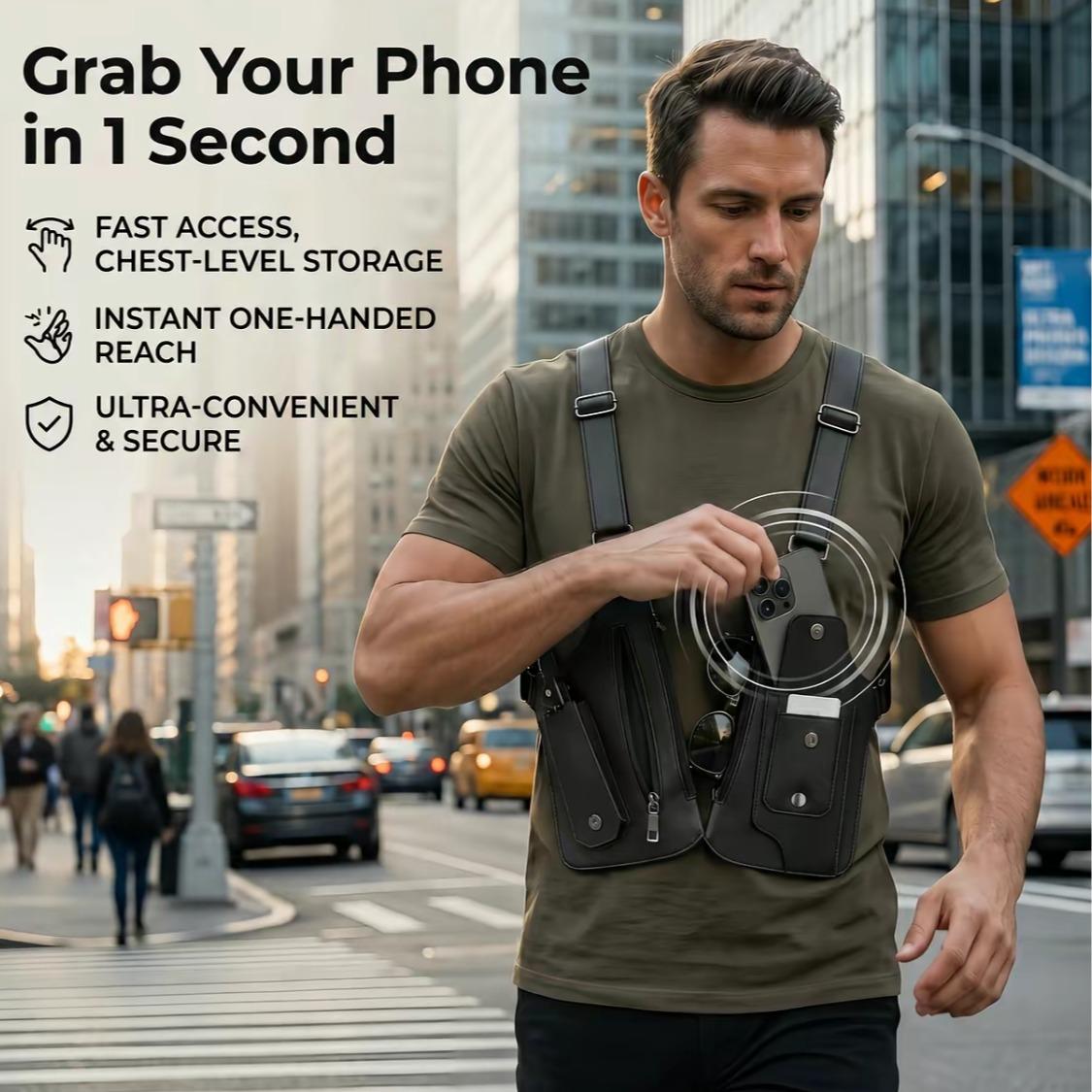 Double Strap Anti-Theft PU Leather Chest Bag