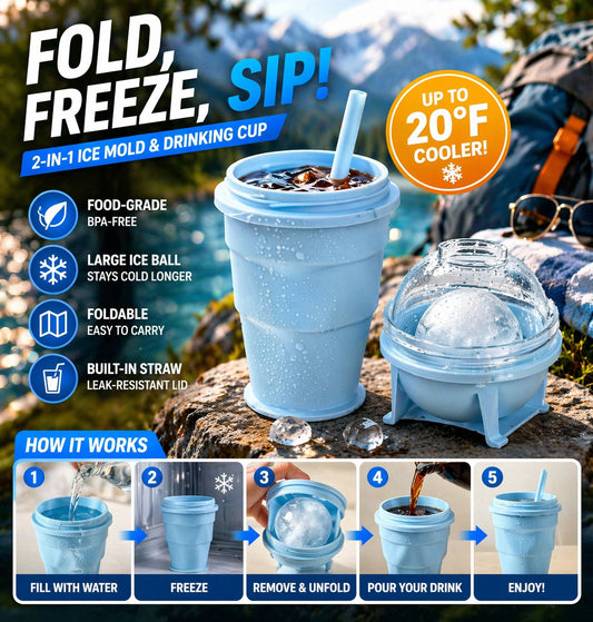 🧊 Foldable Silicone Ice Ball Drink Cup