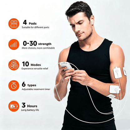 🙆‍♂️💪Rechargeable Muscle Stimulator Massager, 10 Modes 30 Intensity Levels TENS Unit with 10 Pads, Dual Channel Portable Pain Relief Device for Neck Body Recovery