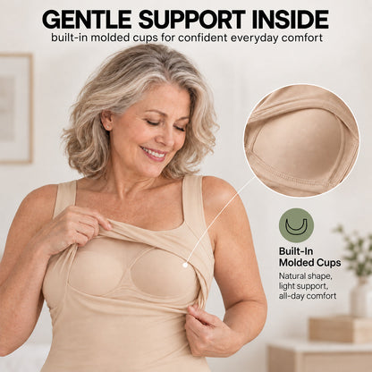 U-Neck Built-In Bra Shaping Tank Top